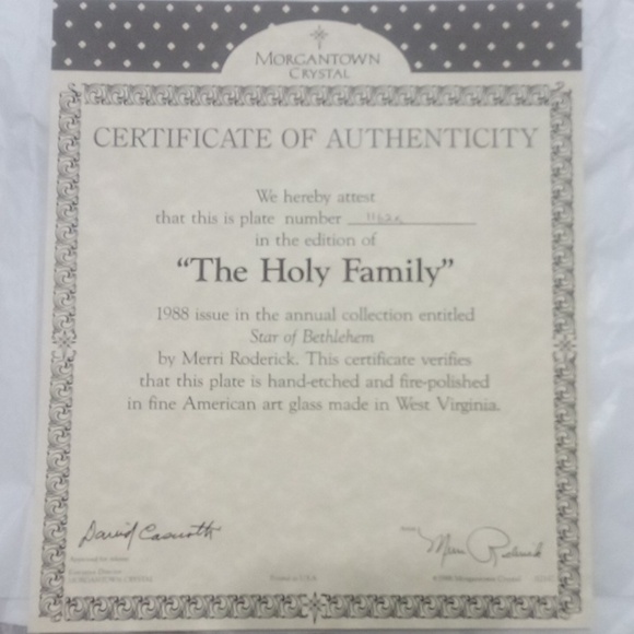 Limited Edition Plate The Holy Family MORGANTOWN CRYSTAL Fire Polished 1988 - Picture 4 of 9